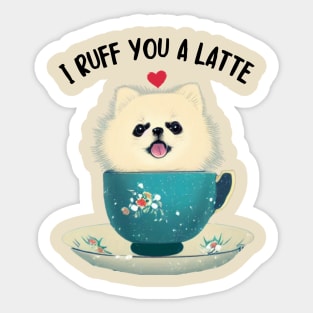 I Love Cutest Teacup Pomeranian Dog A Lot Cream White Pomeranian Puppy Sticker